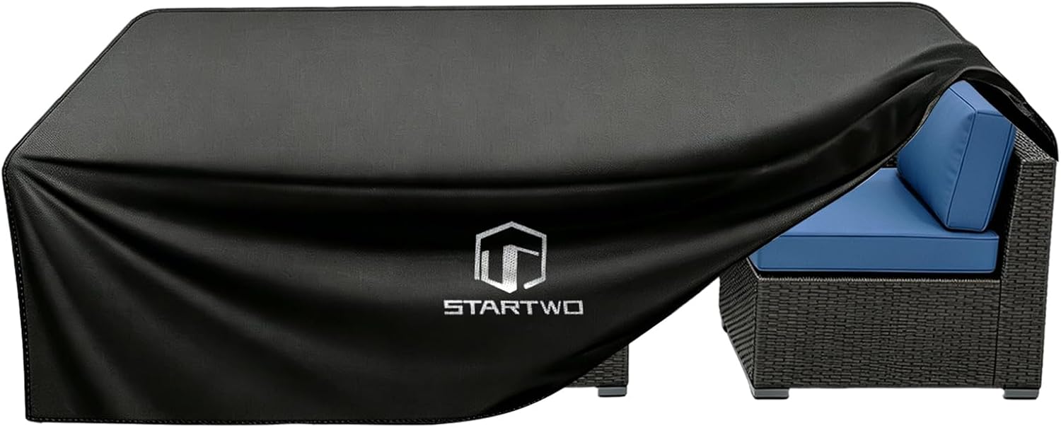 STARTWO Patio Furniture Covers Waterproof, Heavy Duty 7-12 Seats Large Outdoor Furniture Cover for Sectional Sofa,Table Chairs, 126x126x28, Black